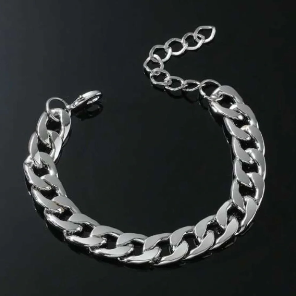 Unisex Minimalist Silver Tone Link Fashion Bracelet BR06